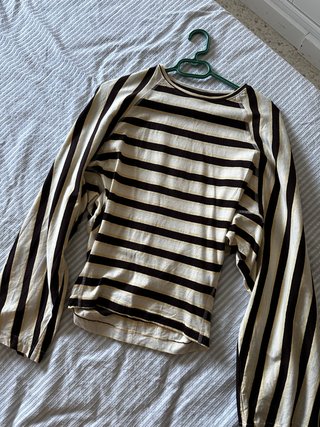 Blusa de rayas beige y marrón
