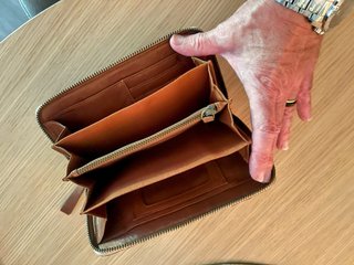 Cartera monedero Massimo Dutti Beige y Marrón