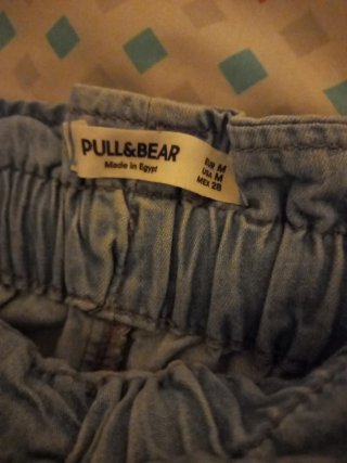 Pantalón M vaquero pierna suelta y top morado S