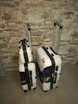 Maleta de viaje con diseño de mariposas