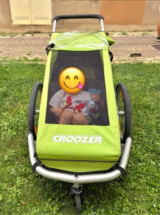 Remolque bici Croozer Kid 1 verde + kit paseo