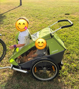 Remolque bici Croozer Kid 1 verde + kit paseo