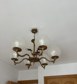 Lámpara colgante cristal y metal dorado