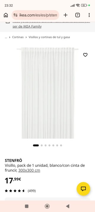 Cortina Ikea Stenfrö blanca 300x300 cm