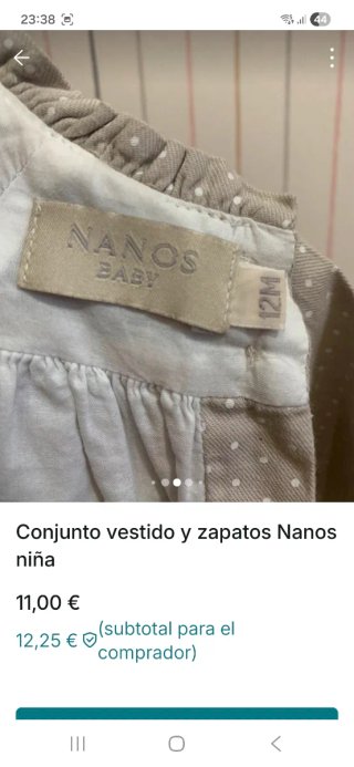 Conjunto Nanos Vestido y Zapatos Niña Talla 12