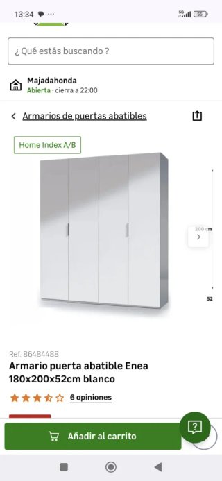 Armario 4 puertas 180x200x52cm Blanco