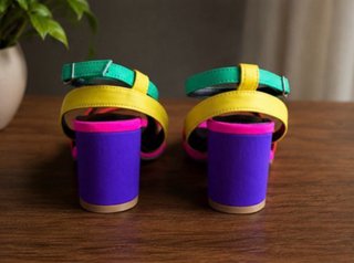 Sandalias de tacón multicolor mujer