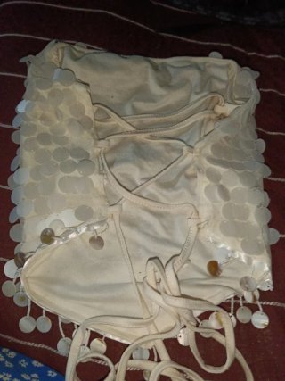 Top lentejuelas beige y plateado
