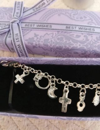 Pulsera baño plata colgantes varios