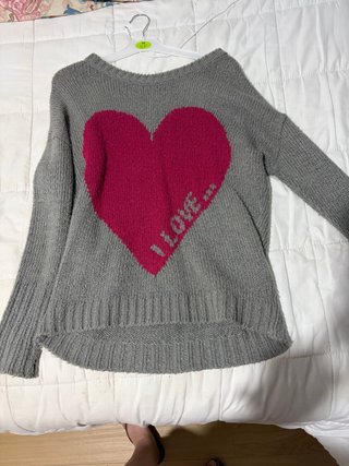 Jersey Corazón Gris y Rosa Talla M