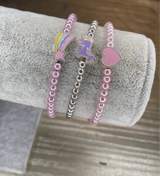 Pack 3 Pulseras Corazón, Unicornio, Arcoíris