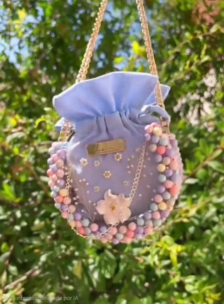 Bolso bombonera artesanal perlas