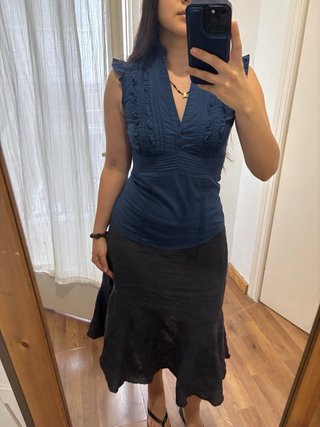 Blusa azul sin mangas talla S