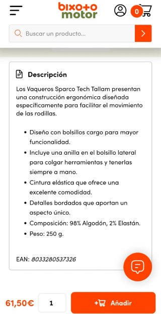 Pantalon  vaquero de trabajo sparco tech