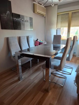 ¡¡¡ MESA COMEDOR DISEÑO CRISTAL Y METAL !!!