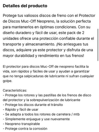 Protector discos freno Muc Off (2 unidades) Nuevo