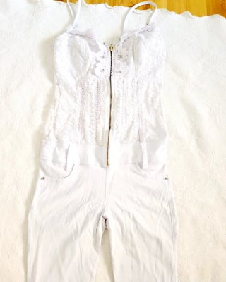 Mono Colombiano Blanco Encaje Cremallera