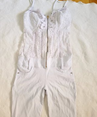 Mono Colombiano Blanco Encaje Cremallera