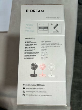 Ventilatore portatile pieghevole ricaricabile rosa
