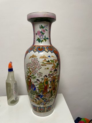 Jarrón de cerámica japonés multicolor