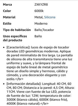 Aplique Pared LED Dorado Minimalista
