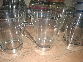 Juego 6 Tazas Leche Vidrio
