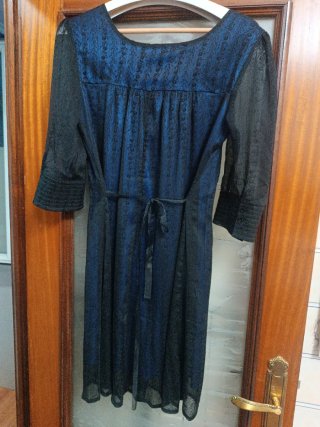 Vestido tul negro y azul