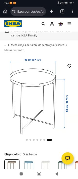 Mesita auxiliar redonda gris Ikea