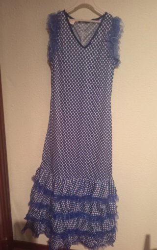 Vestido Sevillana Azul Lunares
