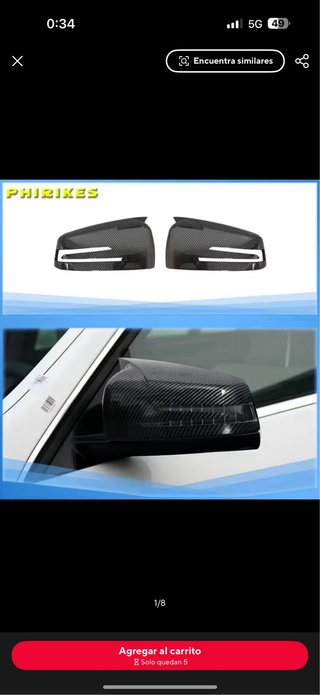 Carcasas Retrovisores Mercedes Negro Brillante