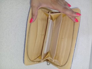 Cartera monedero azul con corona dorada