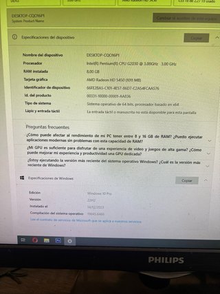 PC Completo + Monitor Philips + 2 Discos
