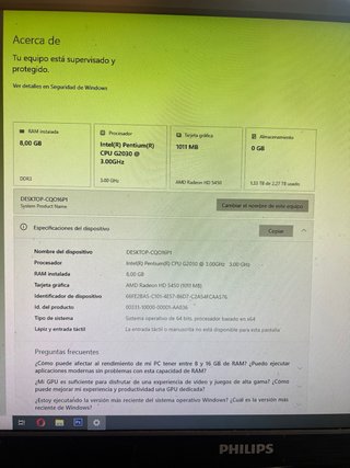 PC Completo + Monitor Philips + 2 Discos