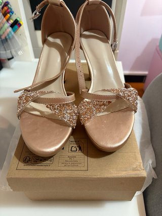 Sandalias fiesta champán talla 37