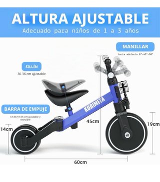 Triciclo Korimefa 4 en 1 Bici asiento regulable