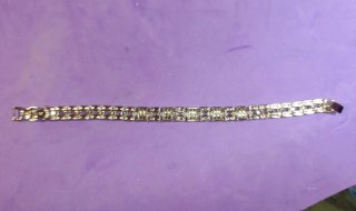 Pulsera oro blanco laminado y circonitas