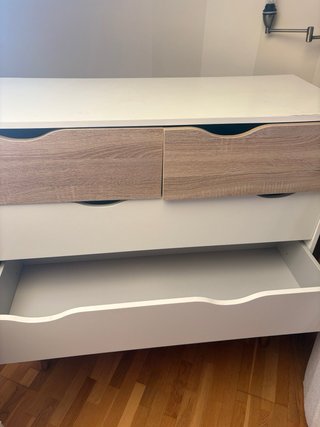 Cómoda Sinfonier 5 cajones madera y blanco