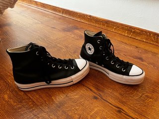 Converse Piel Plataforma Negras