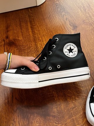 Converse Piel Plataforma Negras