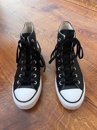 Converse Piel Plataforma Negras