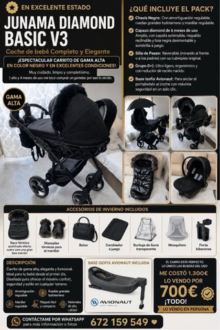 Junama Diamond Basic V3 Coche Bebé Negro