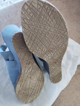 Sandalias cuña mujer azul