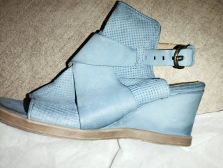 Sandalias cuña mujer azul