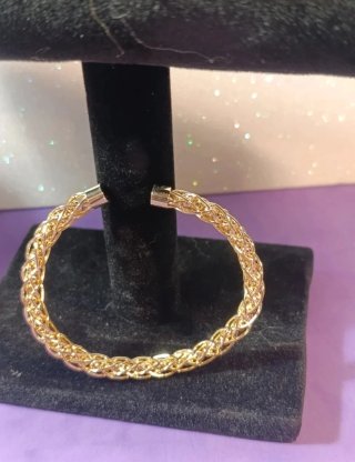 Pulsera abierta filigranas oro laminado