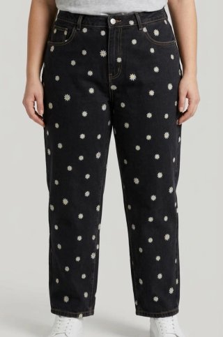 Pantalón vaquero negro Shein Curve florecitas