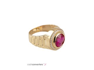 sello oro 18k con piedra con circonita