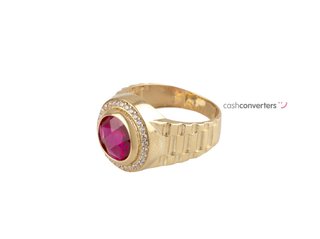 sello oro 18k con piedra con circonita