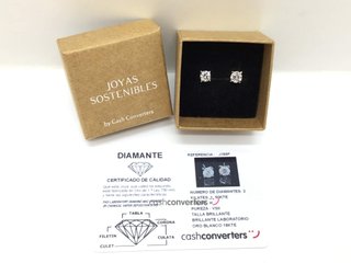pendientes oro 18k con diamante de laboratorio