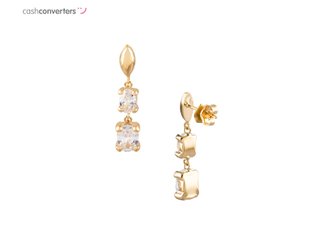 pendientes oro 18k con piedra con circonita