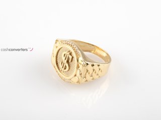 sello oro 18k con piedra con circonita